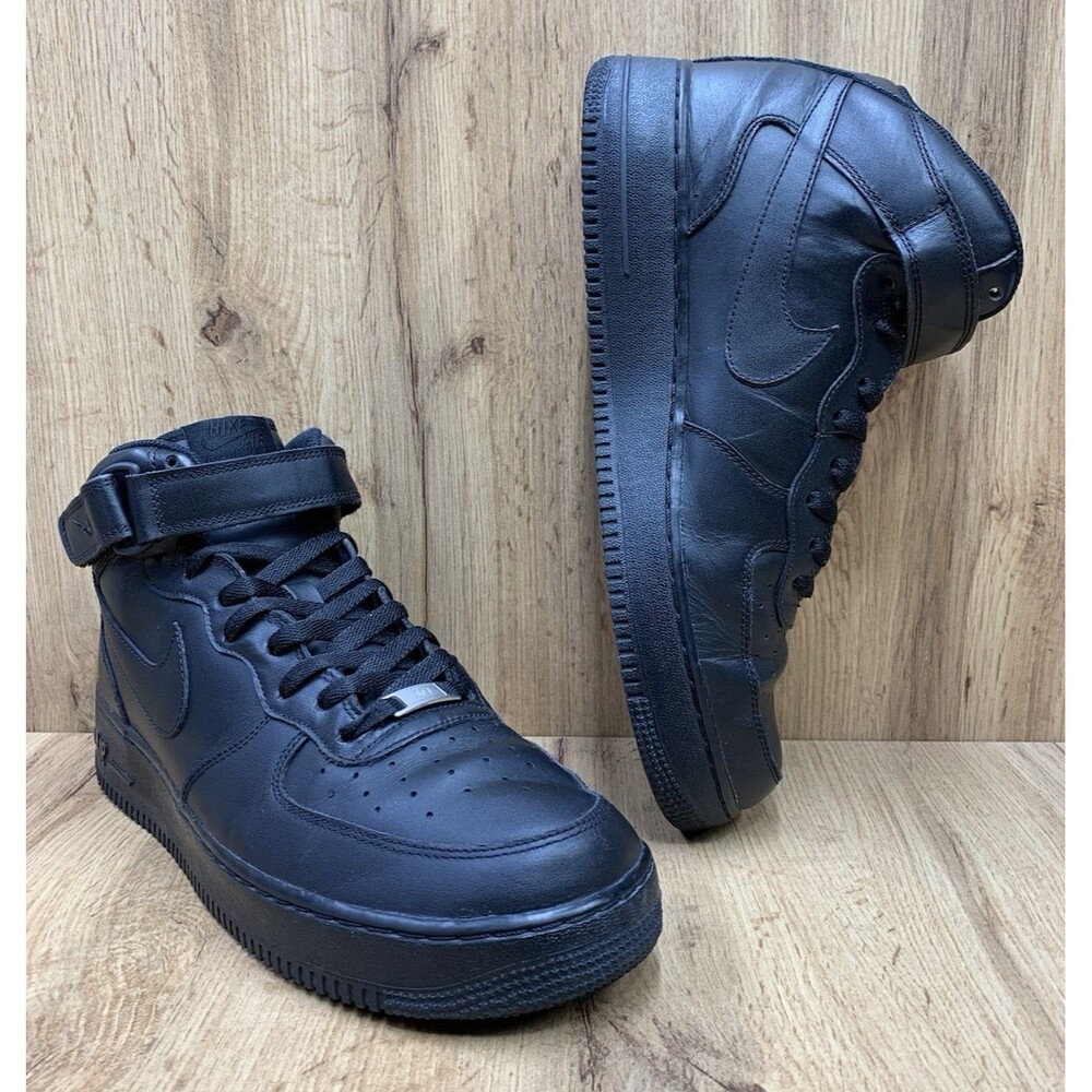 Nike Air Force 1 Mid 07 Triple Black Men's Size 12 Leather Shoes 315123-001